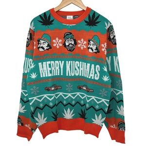 NWOT Merry Kushmas Cheech and Chong Christmas Sweater Men's Small
